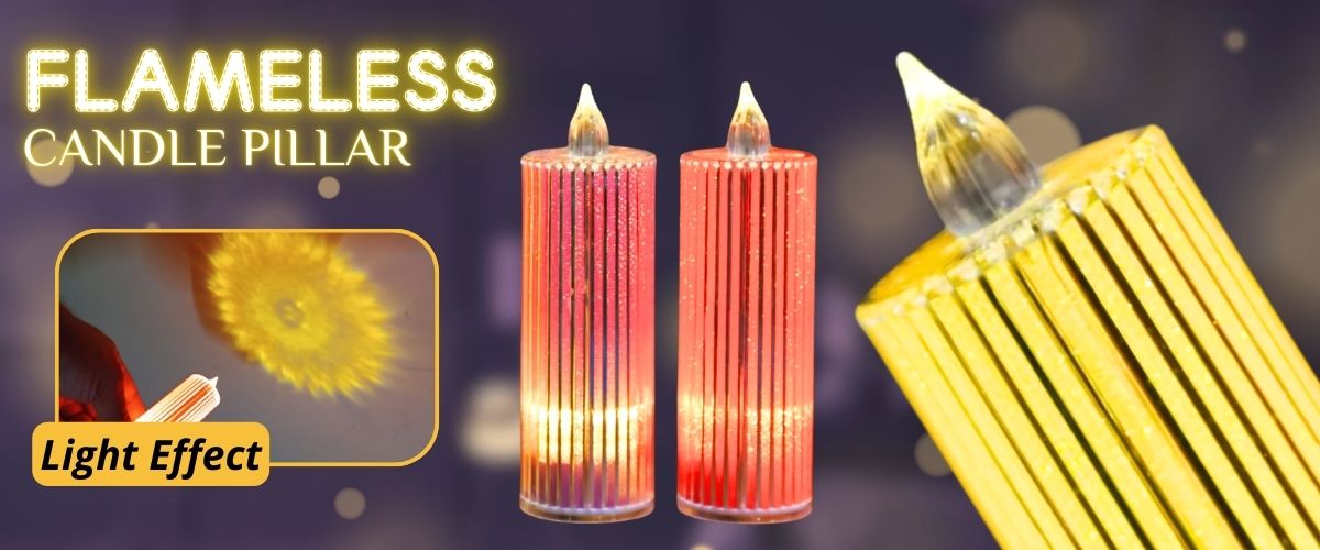 LED Flameless Candles Starry Effect Lights Battery deko raya Candles ...