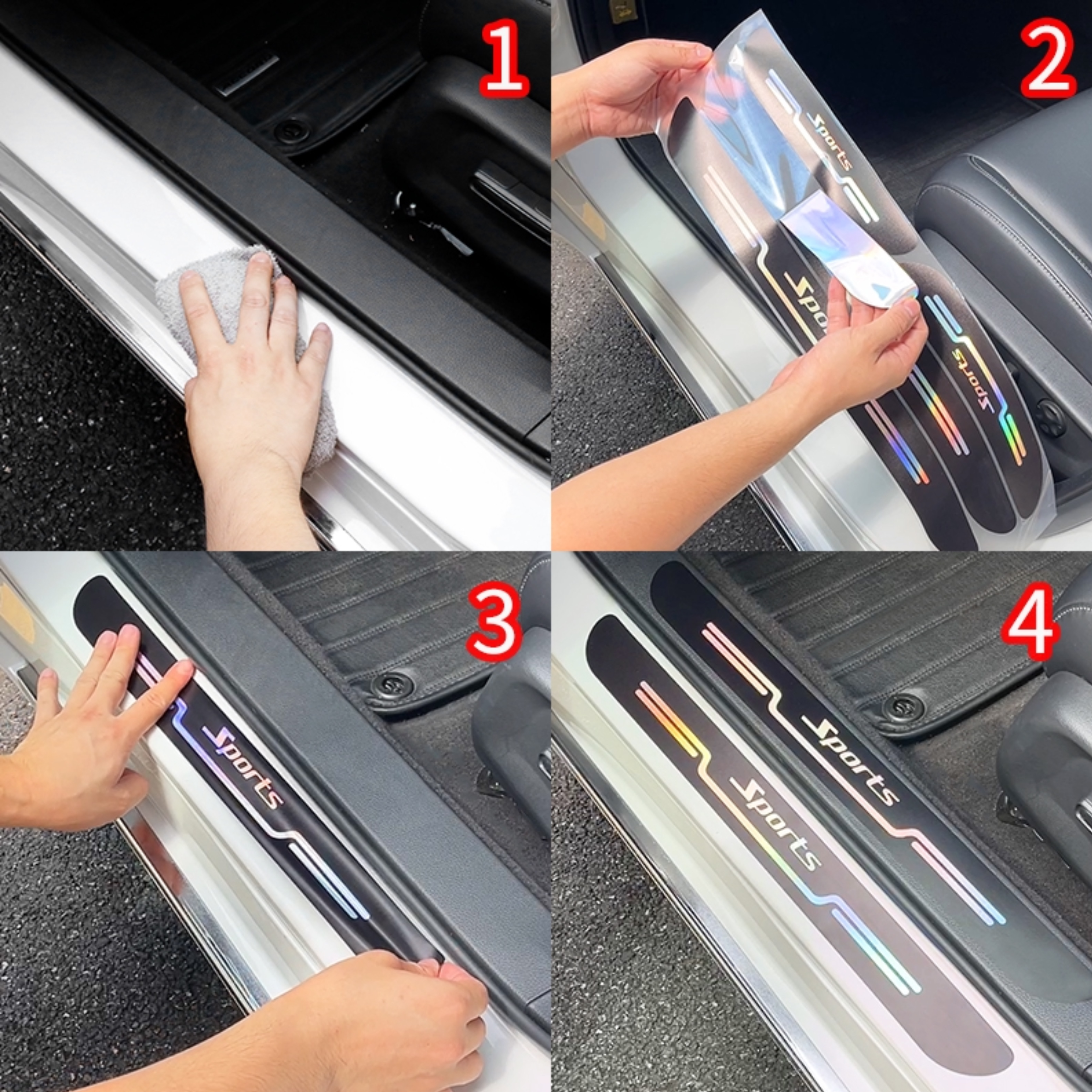 Colorful Reflective Laser Car Door Sill Strip Protector Stickers Auto ...