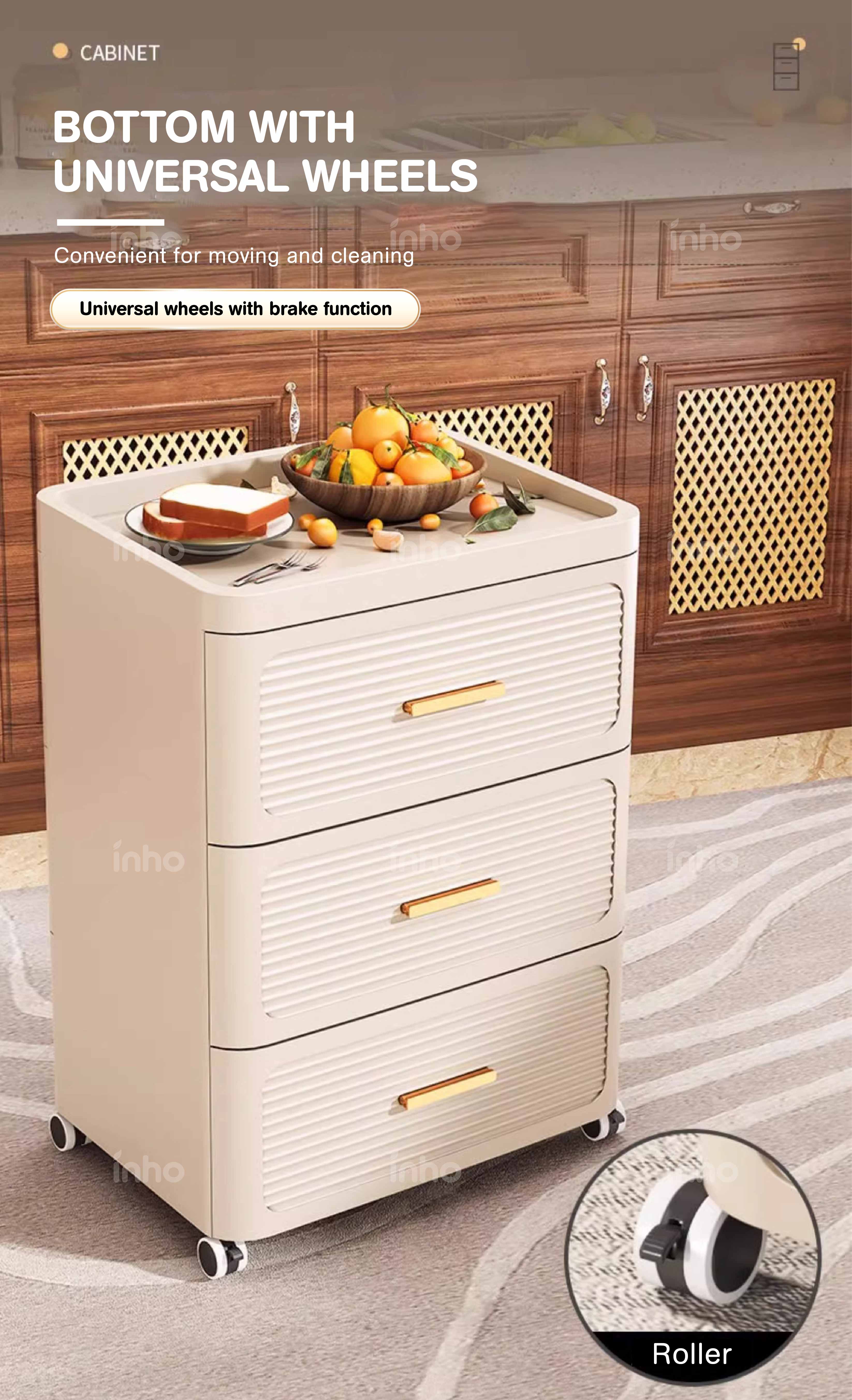 INHO L35-55cm (3-6 Layers) Multipurpose Moveable Plastic Drawer Cabinet ...