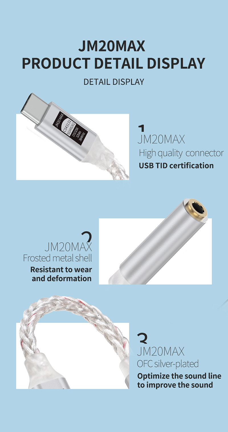 Jcally JM20 Max Portable DAC Type C to 3.5mm Adapter Dongle CS43131 ...