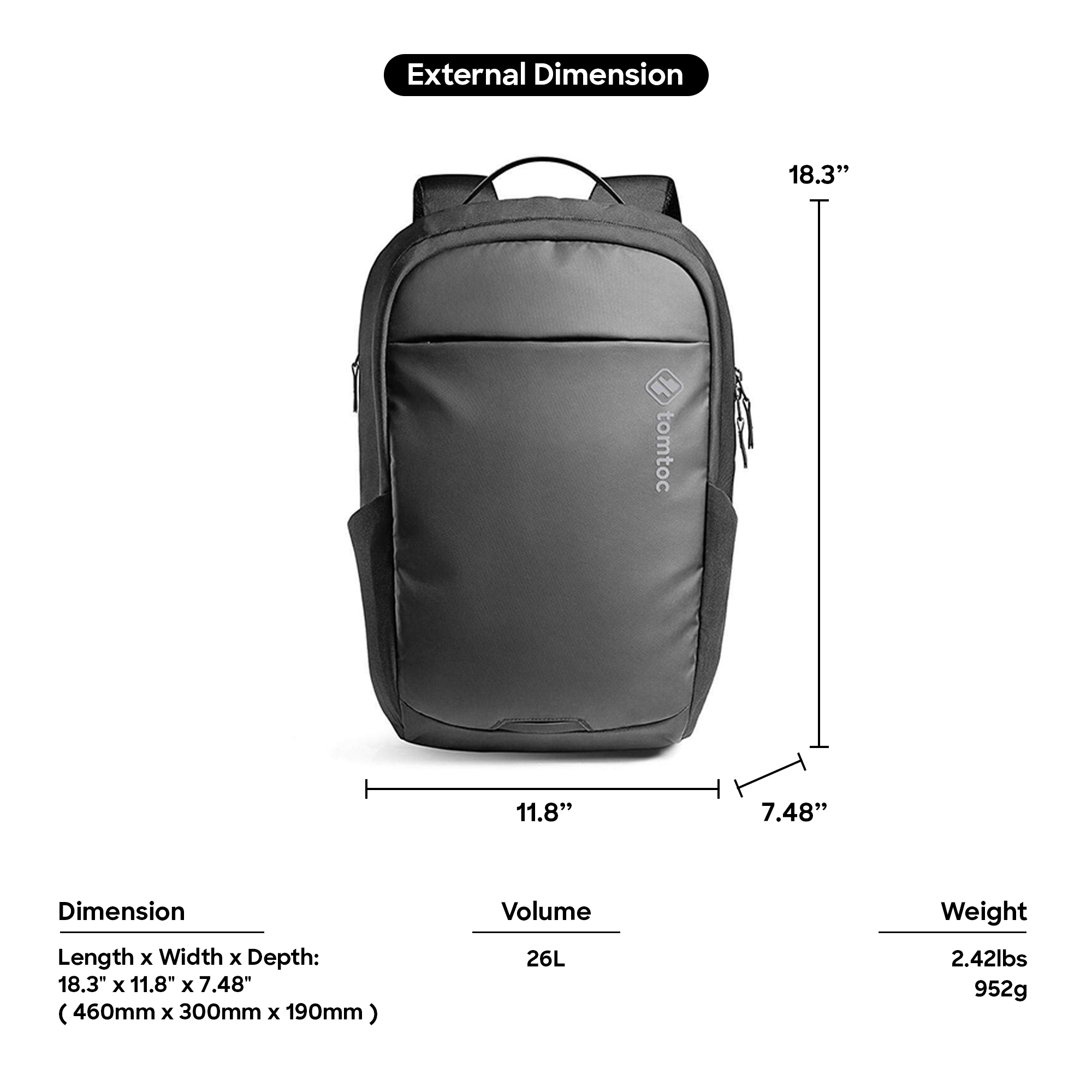tomtoc 15.6 Inch Premium Urban Laptop Backpack / Travel Backpack