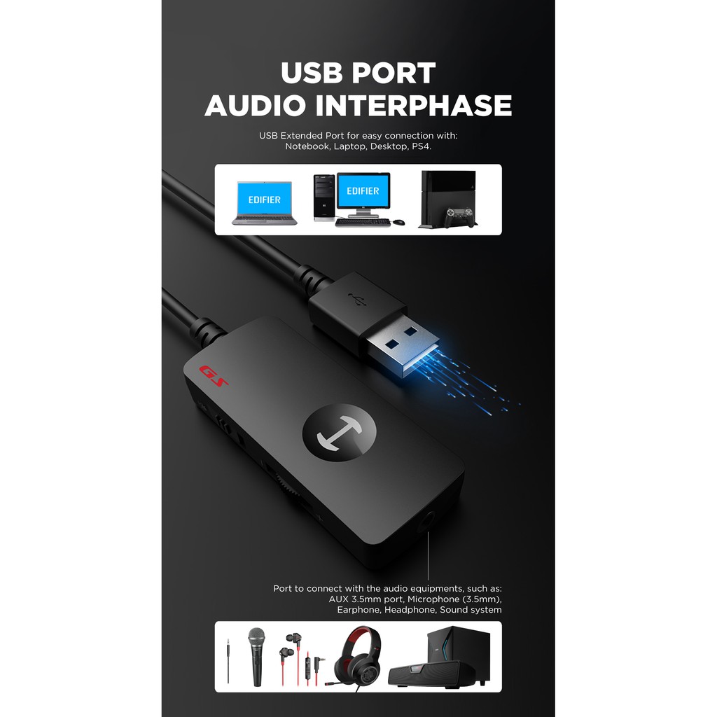 Edifier Hecate GS01 Professional Gaming USB External Sound Card ...