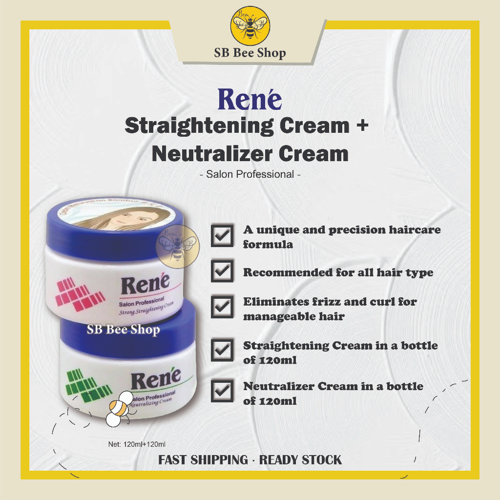 Rene Straightening Cream 120ml+Neutralizer Cream 120ml/Rene Krim ...