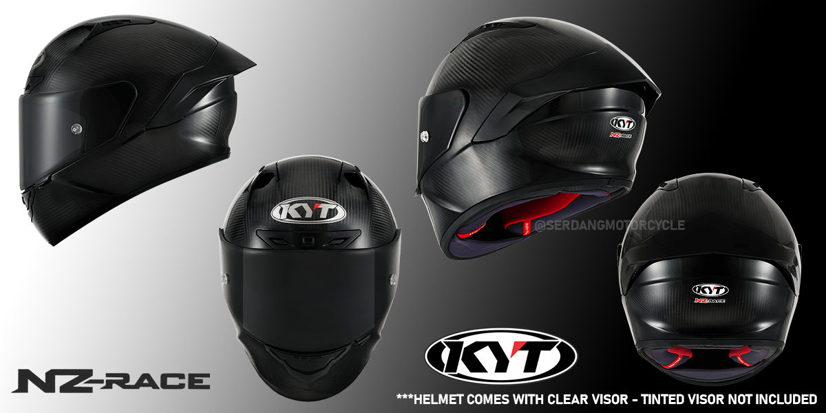 KYT NZ Race Carbon Glossy Competition Red Helmet Motor Visor Topi