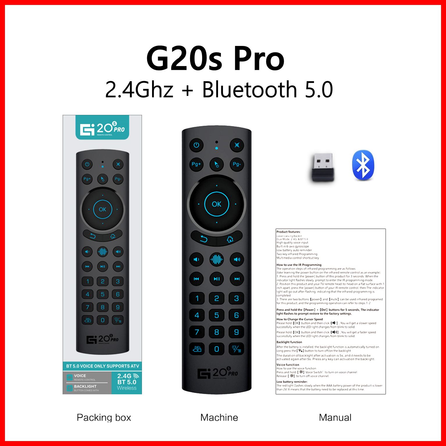 Tetikus Udara G60S Pro | Airmouse Remote G20S Pro | Bateri Cas Remote ...