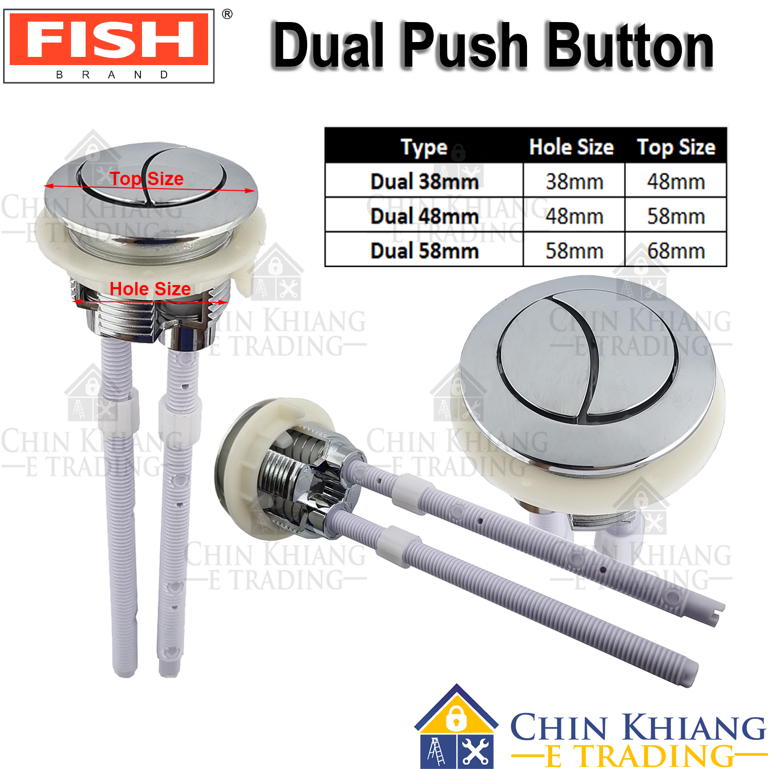 Fish CJPB Push Button 38mm 48mm 58mm Single Push Button Dual Push ...