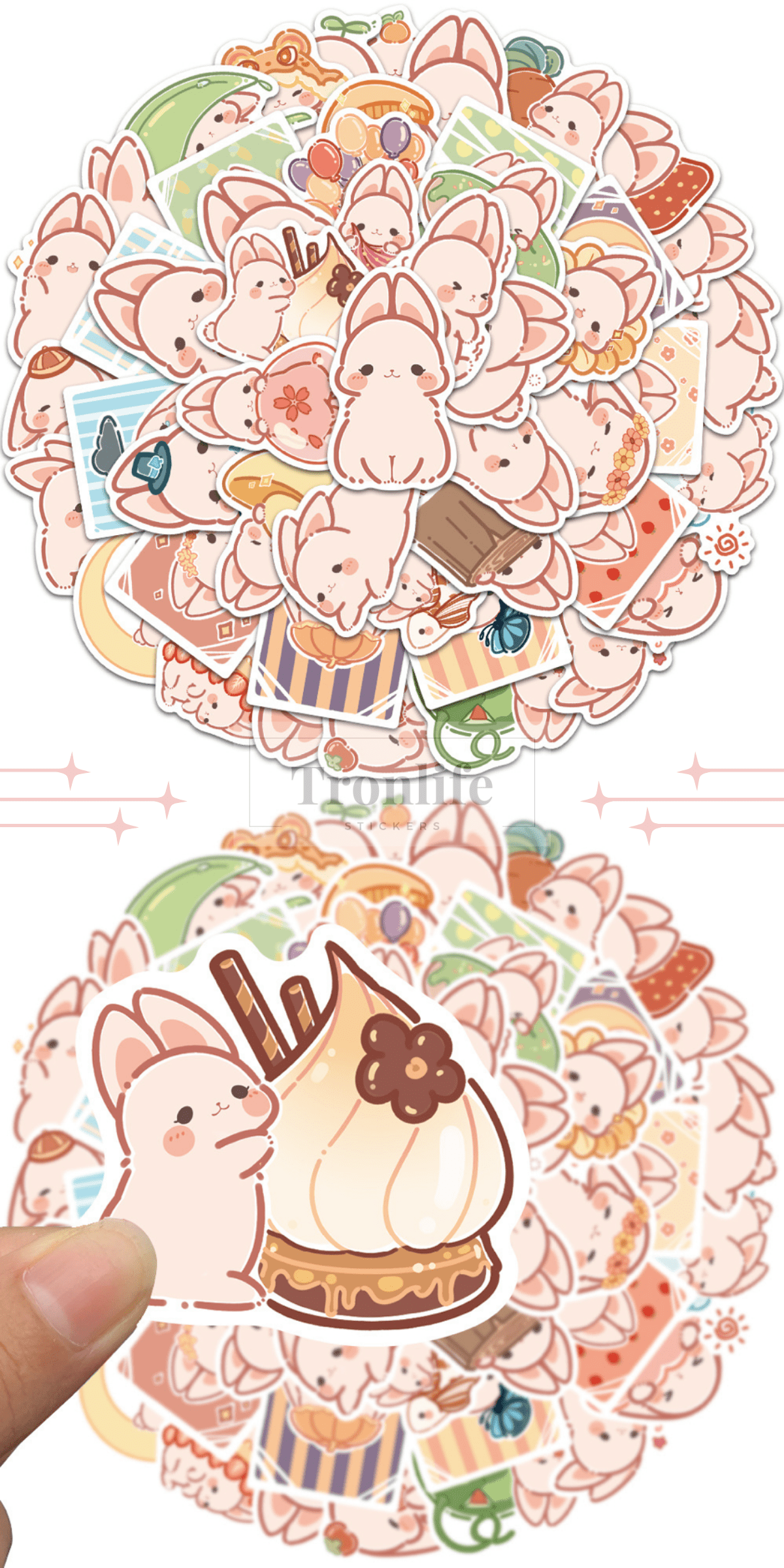 【Ready Stock】60pcs Rabbit Cartoon Stickers Cute Carrot Bell Bunny Hand ...