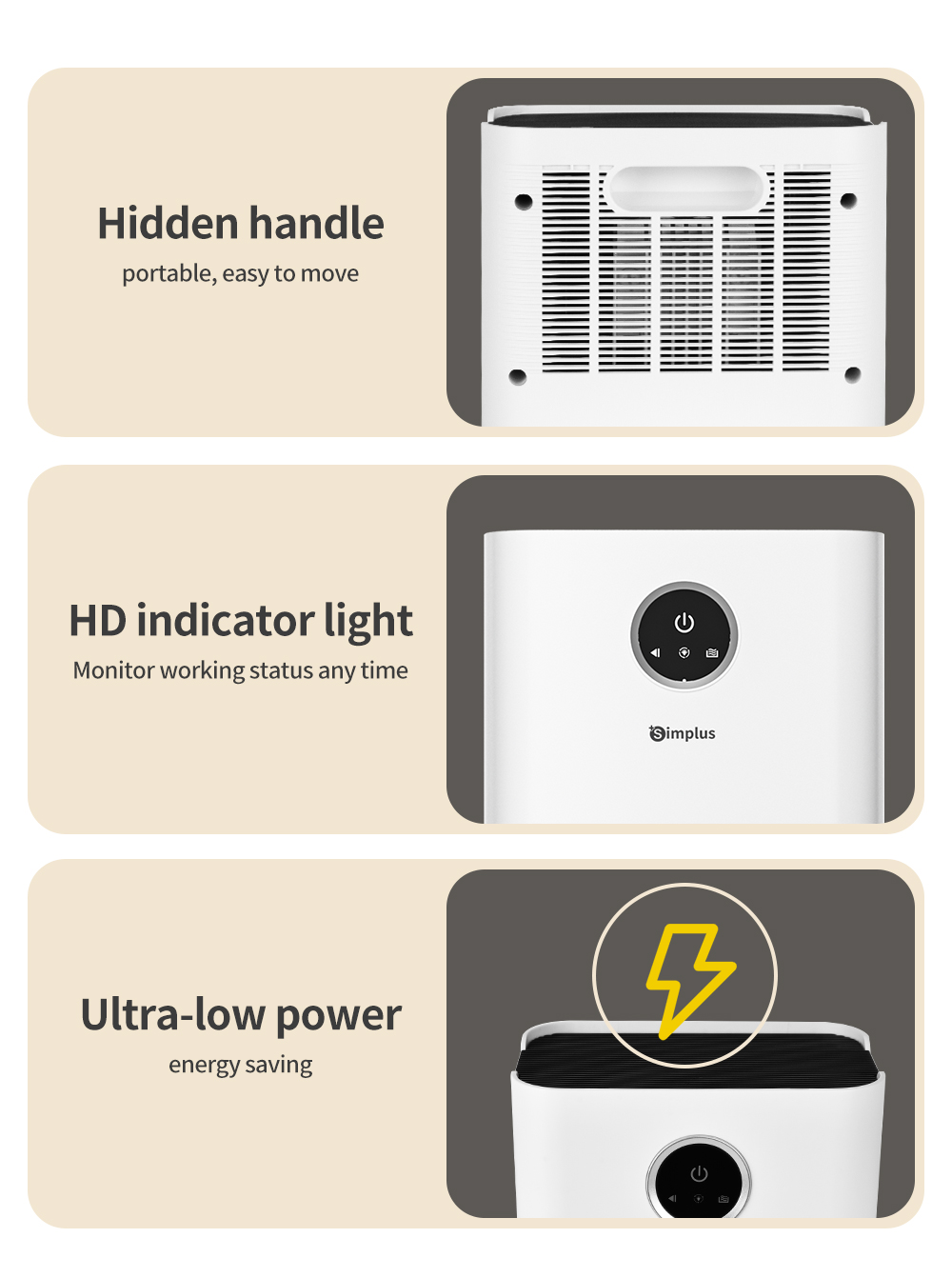 Simplus Dehumidifier 500ml/Day 1L Water Tank Dehumidification Air ...