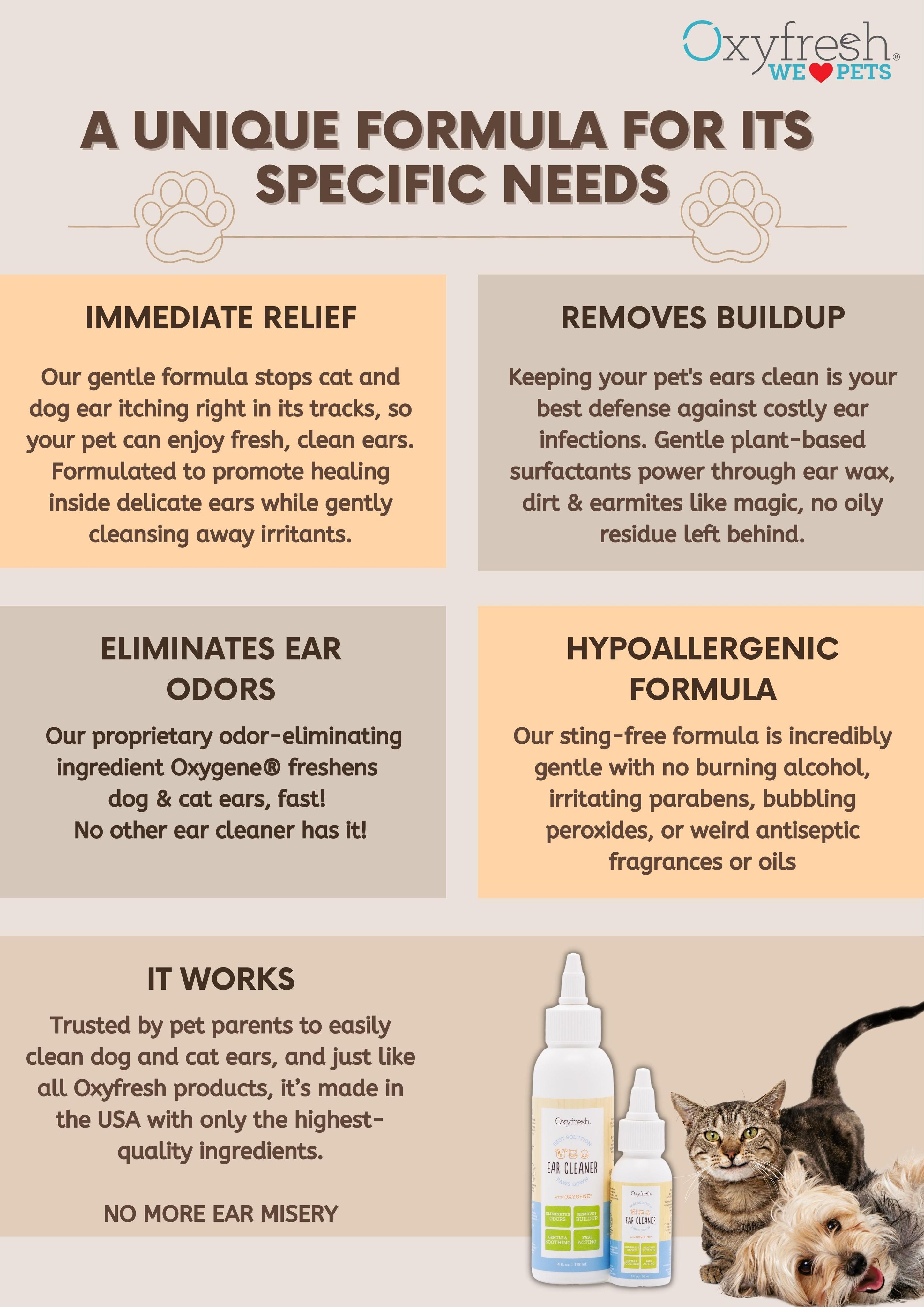 Oxyfresh® Pet Ear Cleaner - Water-Based Ear Cleaner - Ear mite ...