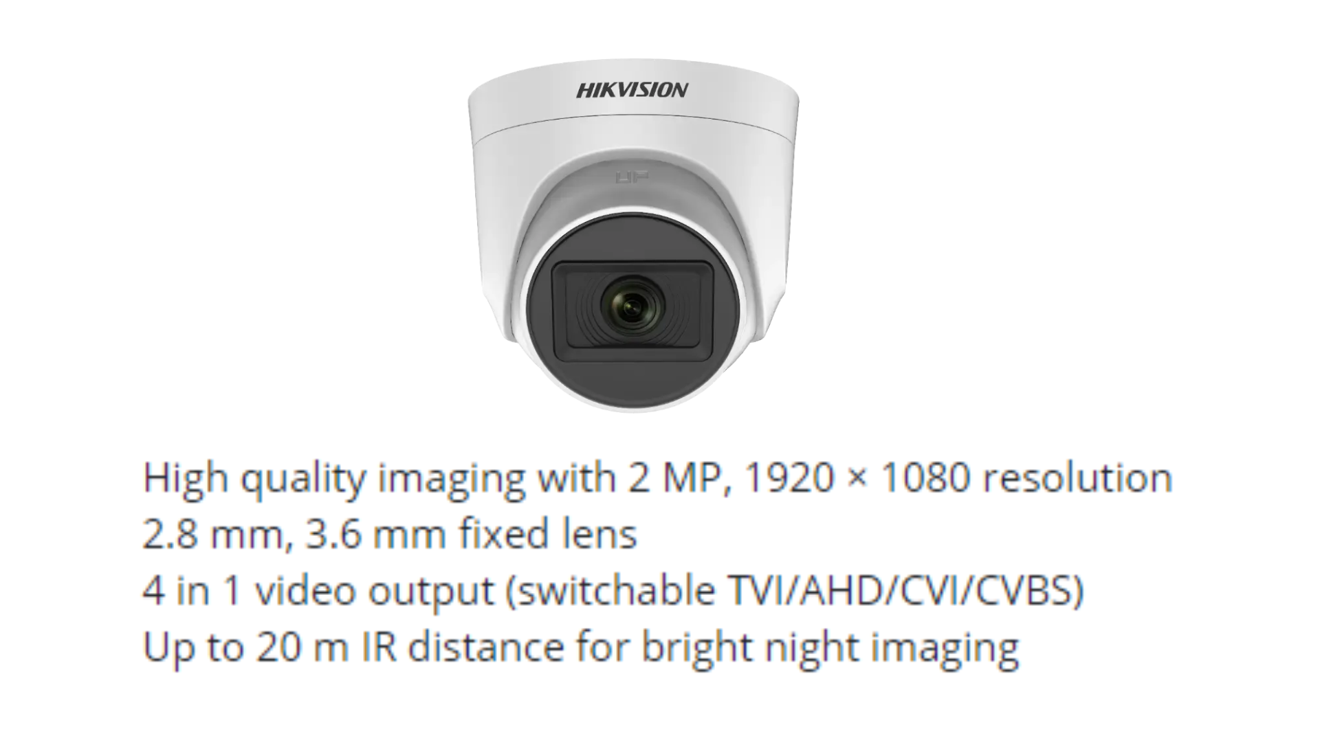 Hikvision 2MP 2 Megapixel Indoor Dome Eyeball Analog CCTV Camera 20m IR ...