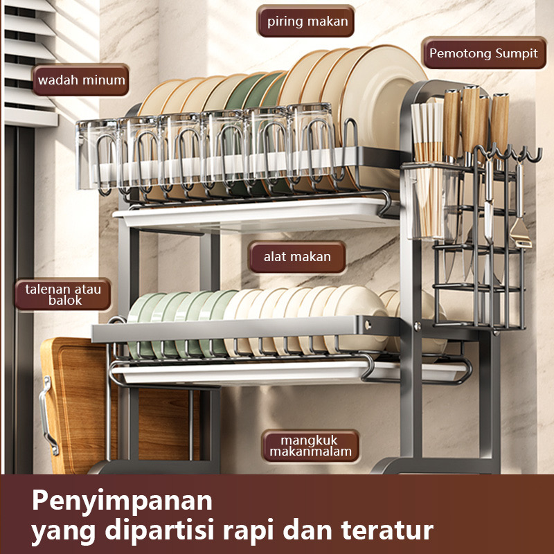 UPGRADE VERSION 2L & 3L Stainless Steel Kitchen Dish Drainer Rack with ...