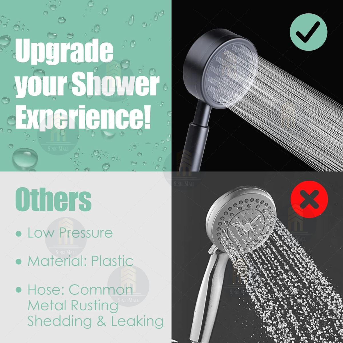 SUS304 Stainless Steel Matt Black Adjustable Shower Post with Handheld ...