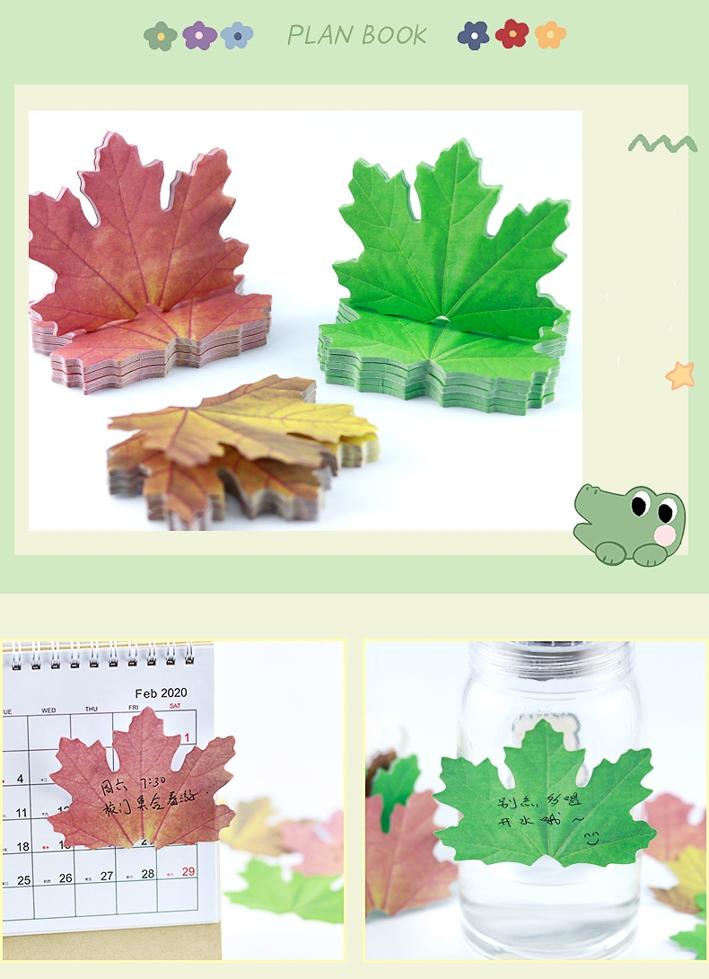 INS Creative Maple Leaves Sticky Notes DIY Decorations Leaf Shape Memo ...