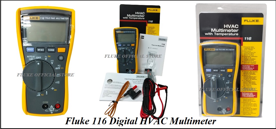 Fluke 116 Digital HVAC Multimeter with Temperature and Microamps ...