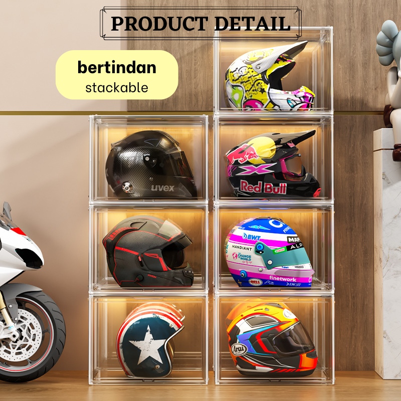 Full Transparent Handbag Storage Box Helmet Storage Box Helmet Display ...