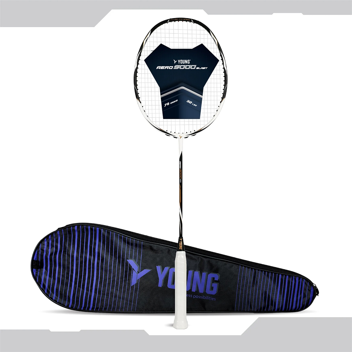 YOUNG® AERO 9000 BLAST (WHITE) BADMINTON RACKET | Shopee Malaysia