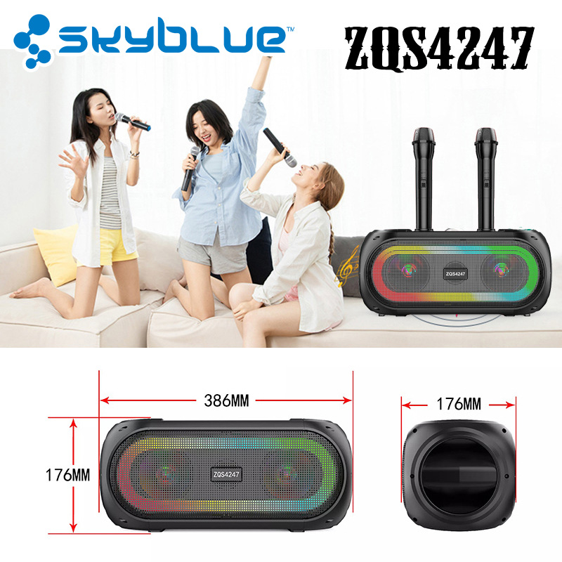 Skyblue LED RGB Light Speaker Bluetooth Bass Besar Spiker With 2 ...