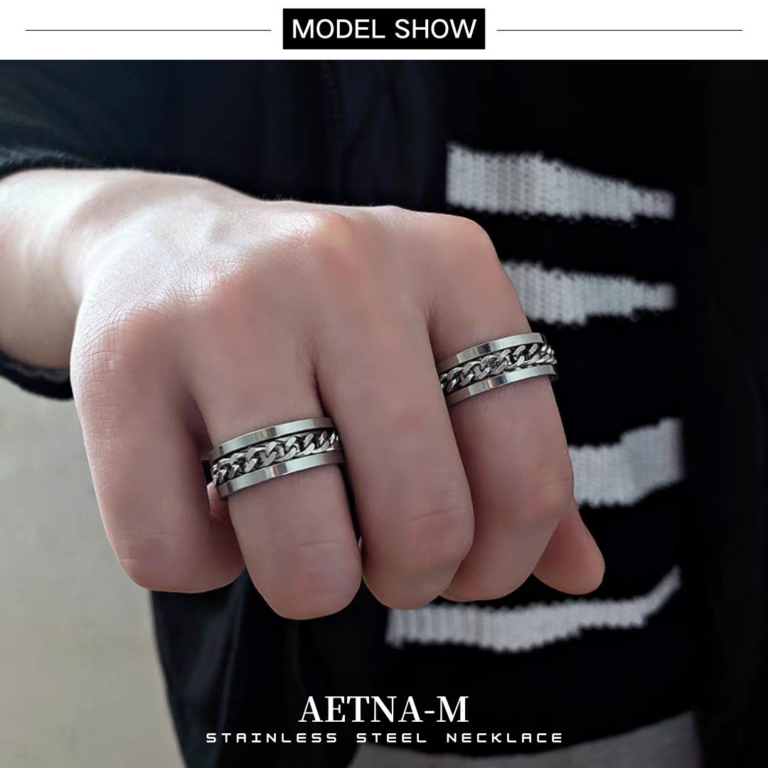 Couple Cool Rotationg Stainless Steel Ring Men Women Cincin Tidak Karat ...