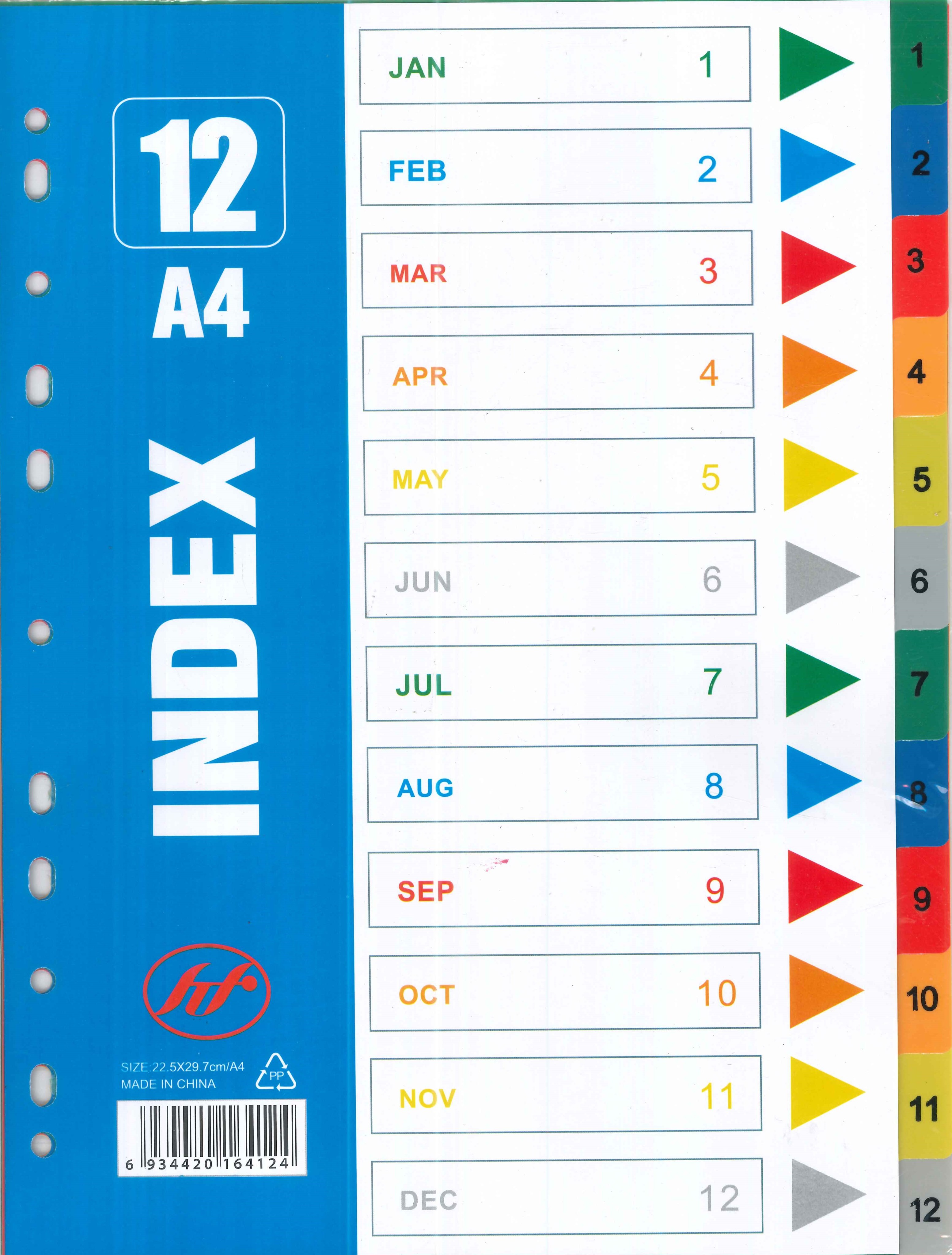 PP COLOUR INDEX DIVIDER 1-12 ( A4 SIZE ) PLASTIC | Shopee Malaysia