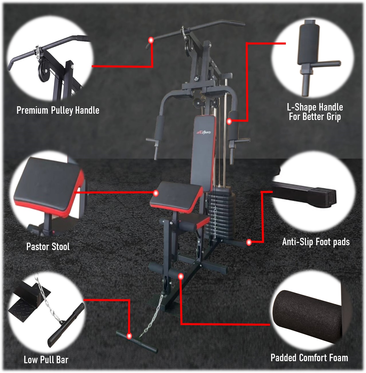 ADSports F3 All In 1 Multi-Function Home Gym 54KG Weight Stack Fitness ...