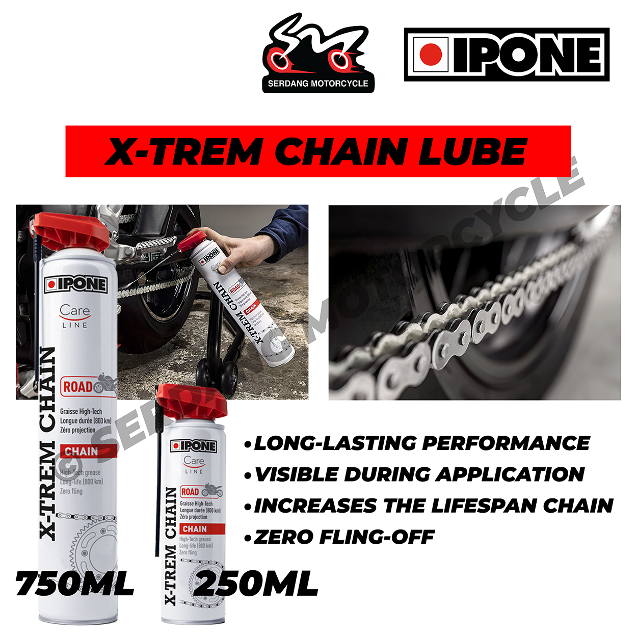 IPONE CHAIN CARE LINE XTREM Chain Lube BLUE WHITE RED Colored Grease