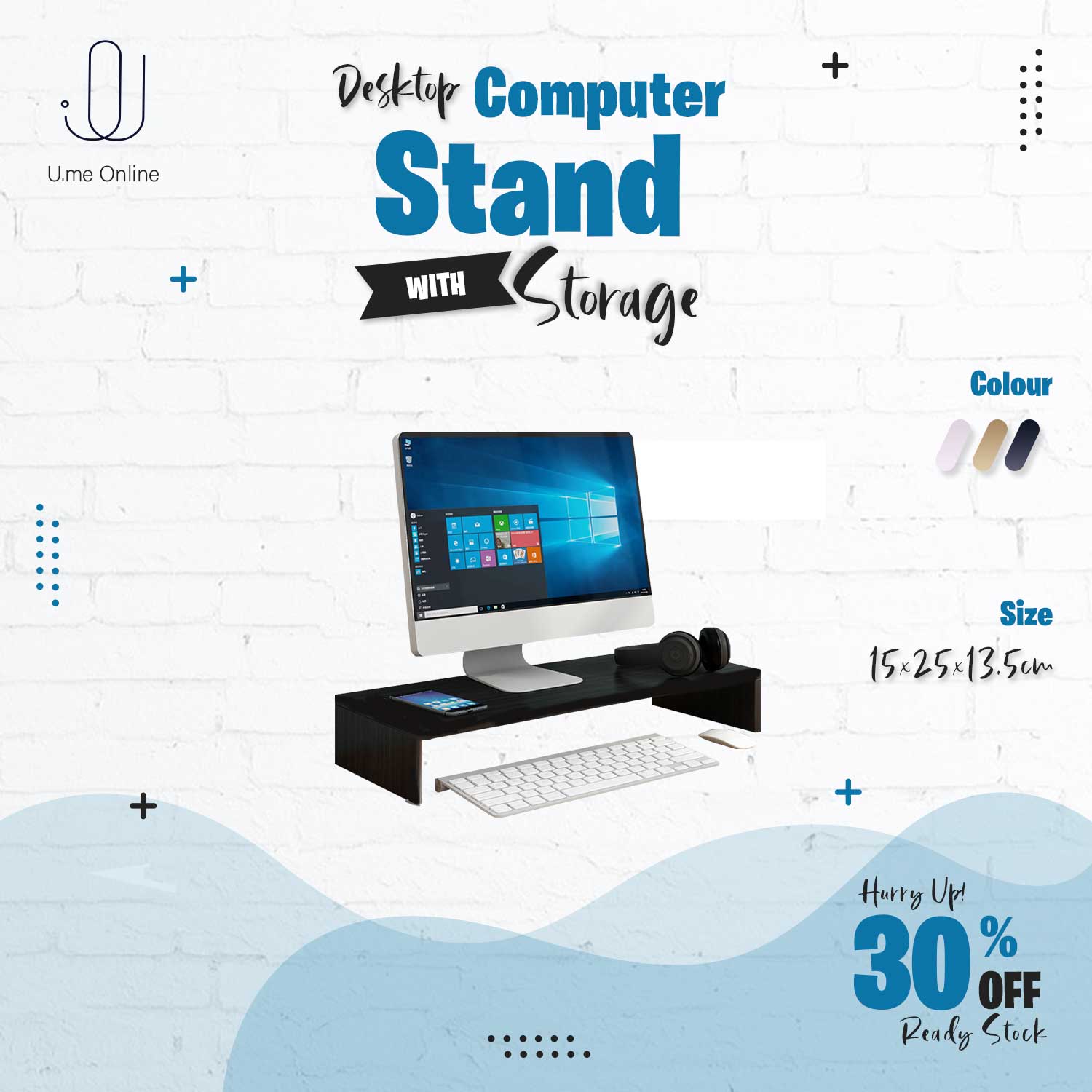 U.me Computer Monitor Stands Screen Increase Shelf Base Laptop Stand ...