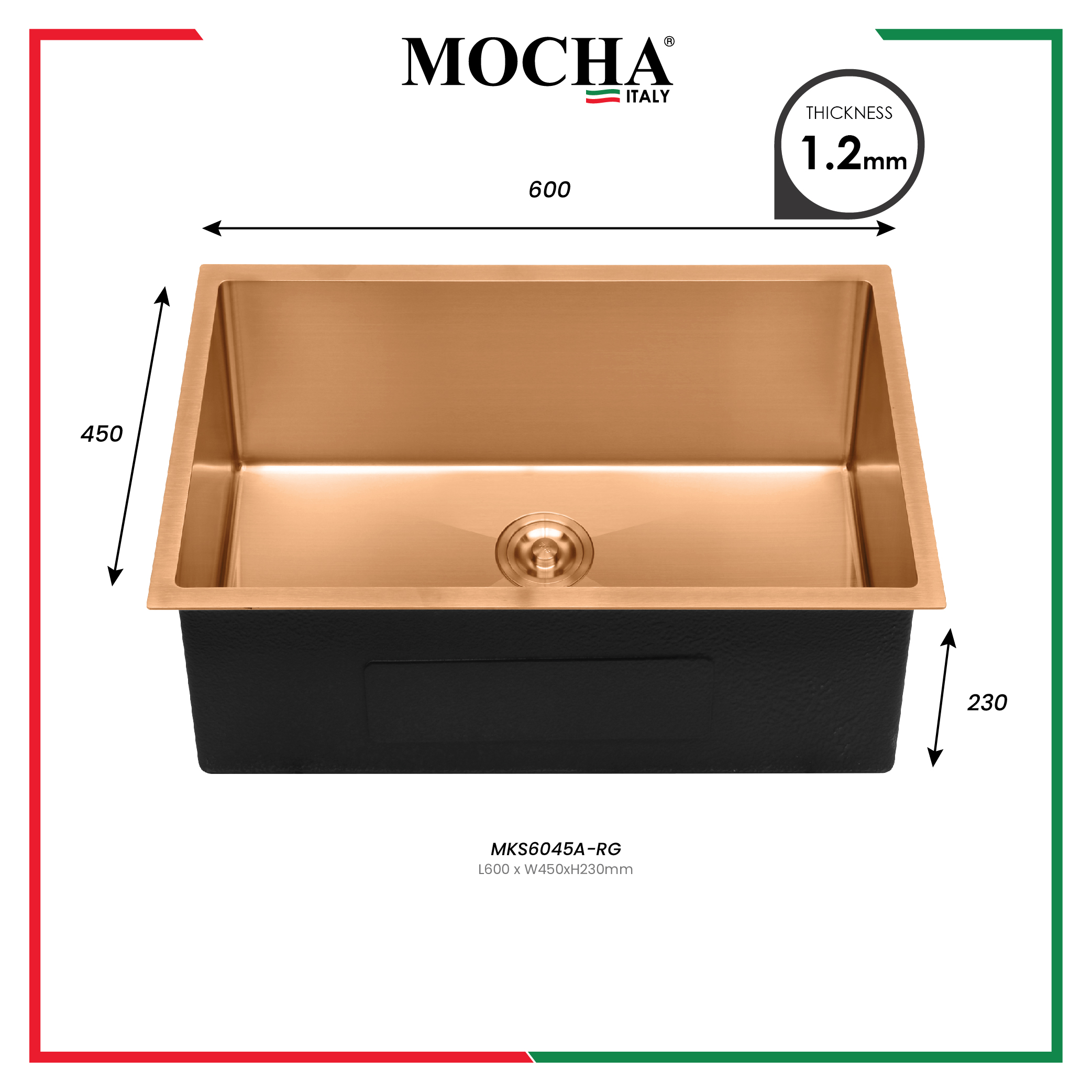 [Nano Kitchen Sink] Mocha MKS6045A-RG SUS304 Kitchen sink rose gold