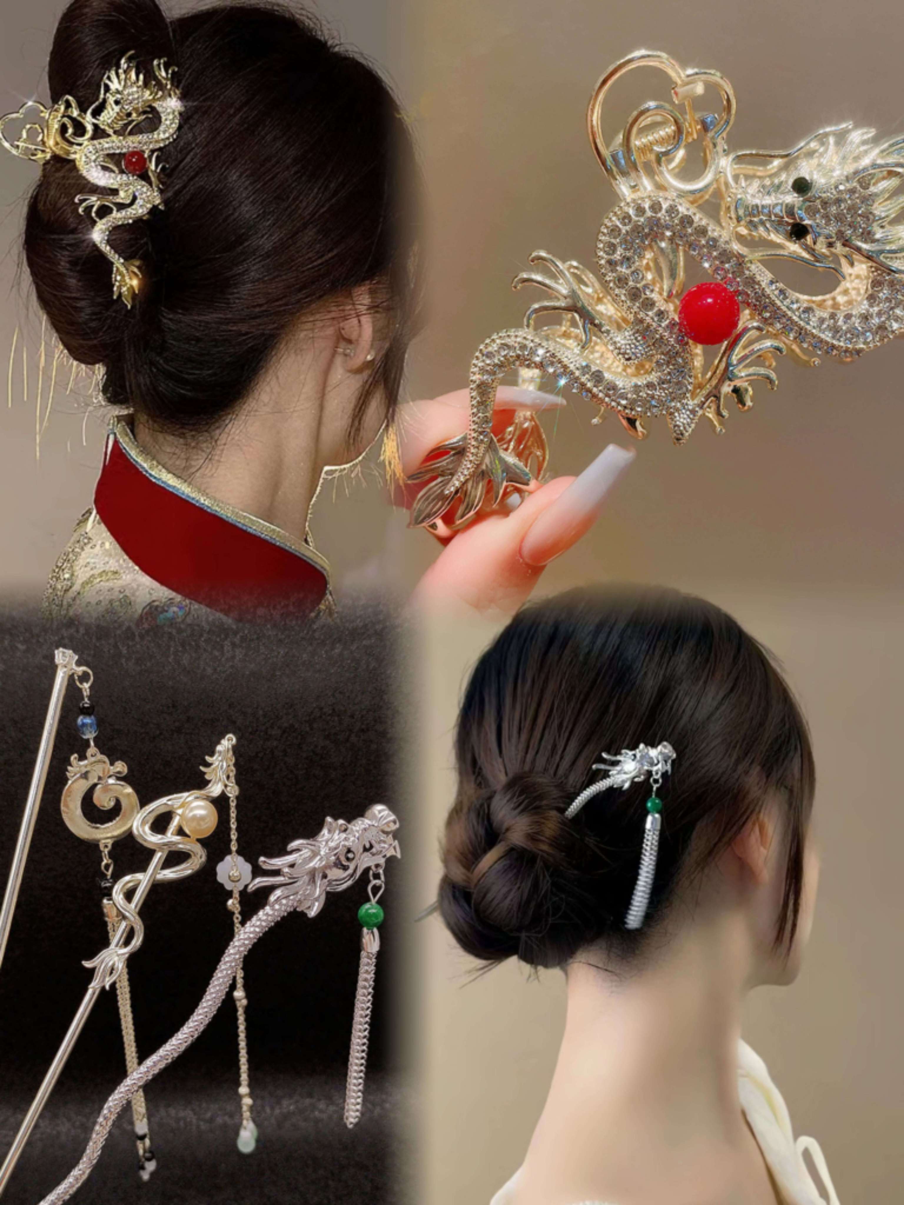 Chinese Ancient Styles Dragon Hair Accessories Hair Stick Hair Clip ...