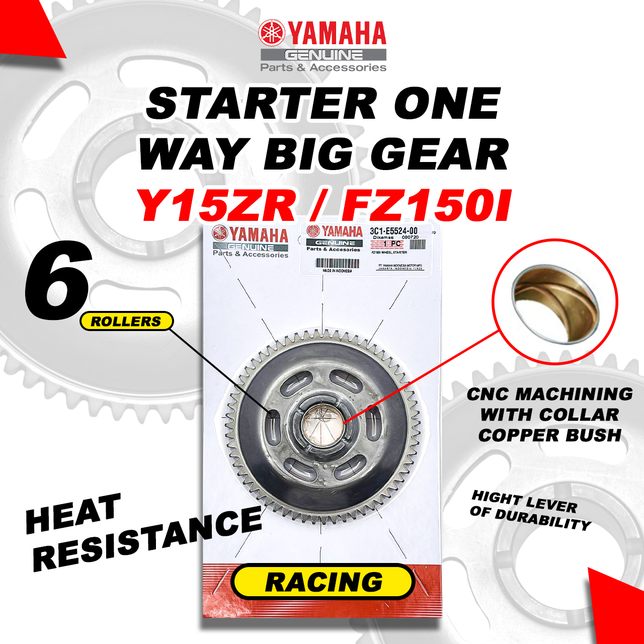 One Way Bearing Starter (6 bearing)espada / GSM Racing for Yamaha  Y15ZR/Y15/LC135 V2 5S / FZ150