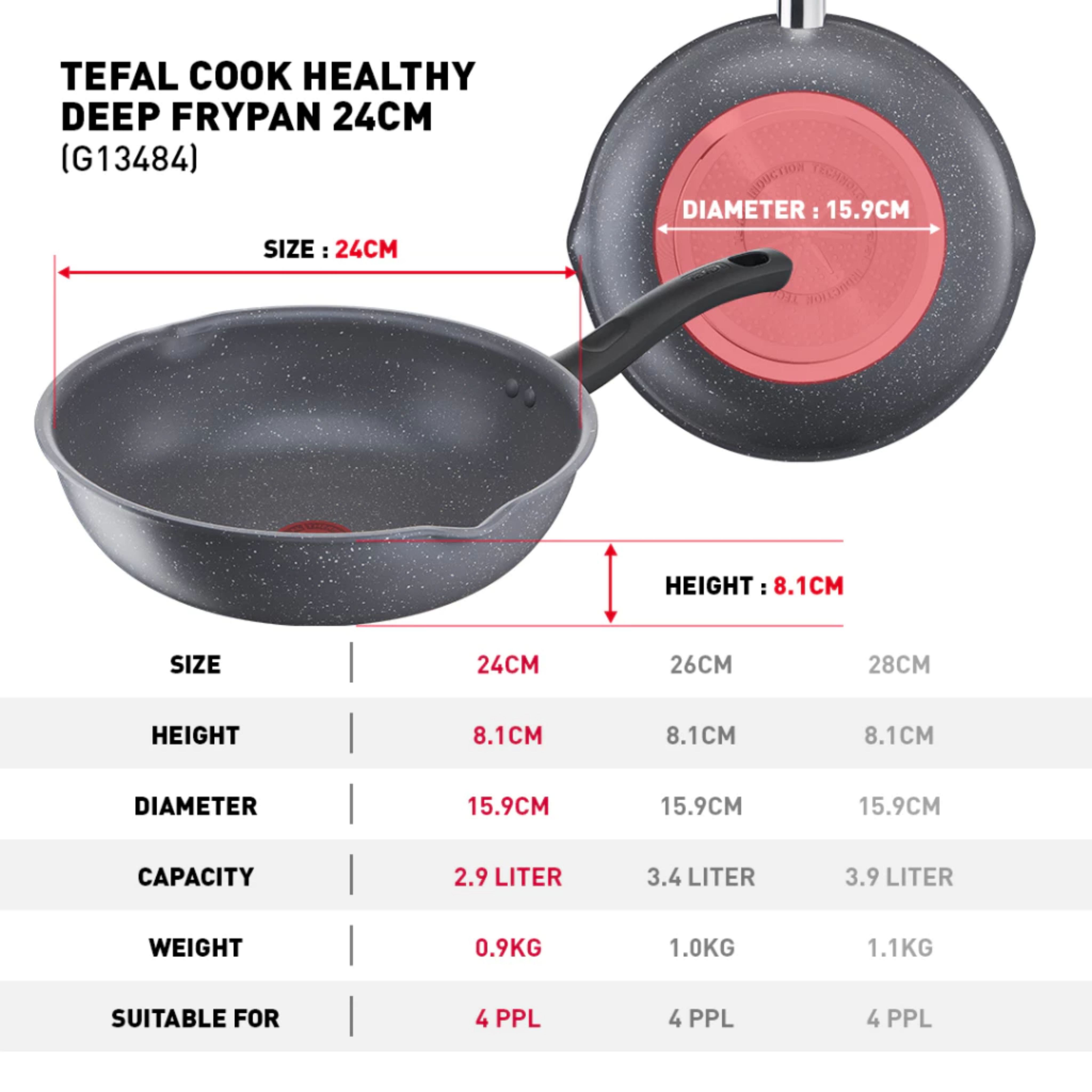 [NEW] Tefal Cook Healthy Induction Deep Frypan 24cm G13484 Wokpan ...