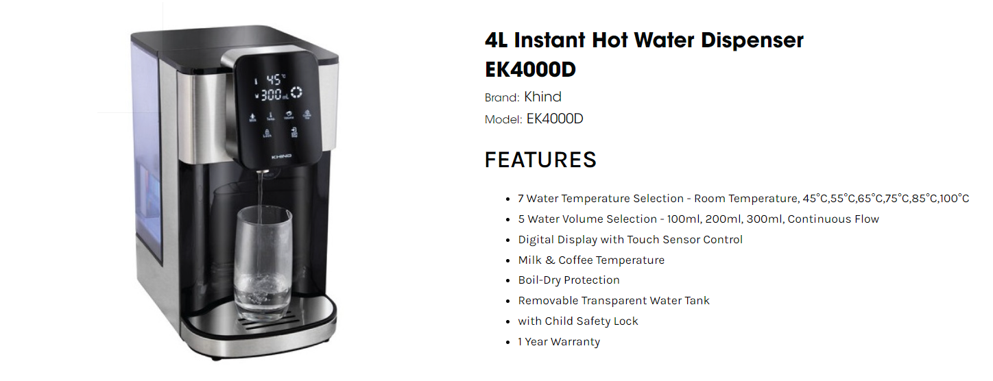 Khind Instant Hot Water Dispensers NEW MODEL] Khind Instant Hot