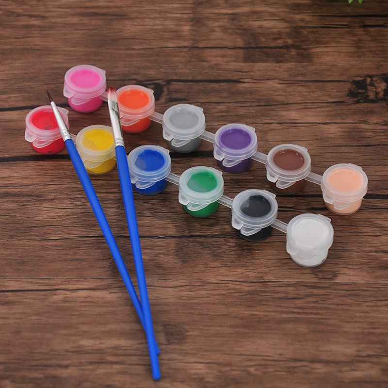 Mini Colour Paints Mini Acrylic Paint Set With Brush Non-Toxic Disposal ...