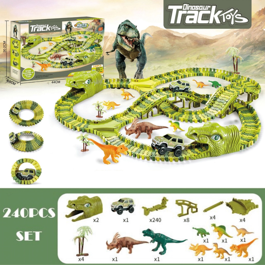 Dinosaur Rail Cars Dinosaur Track Electric Rail Car Stitching Toy DIY ...