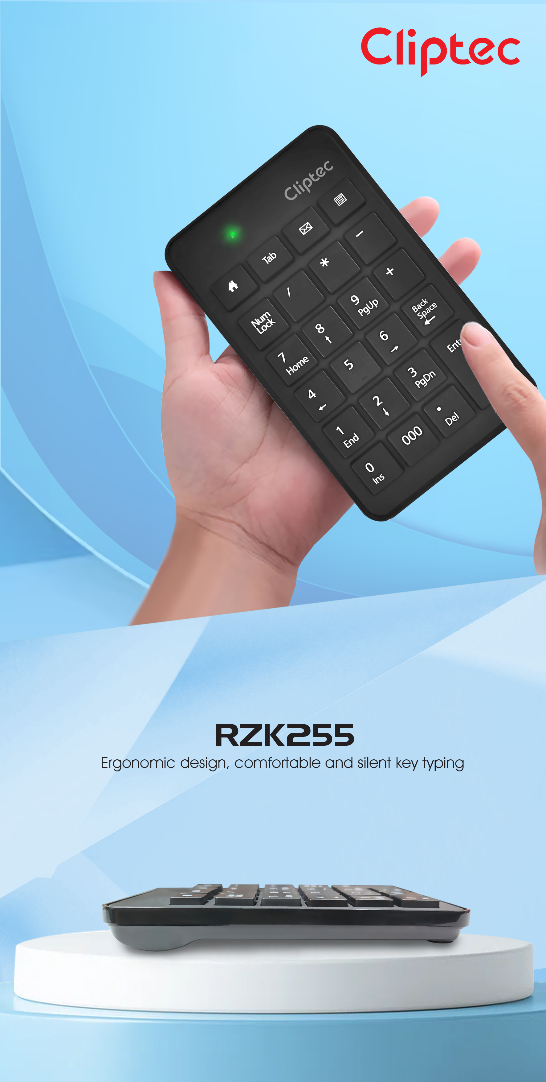 (1 Year Warranty) CLiPtec RZK225 Wireless USB Slim Numeric Keypad ...