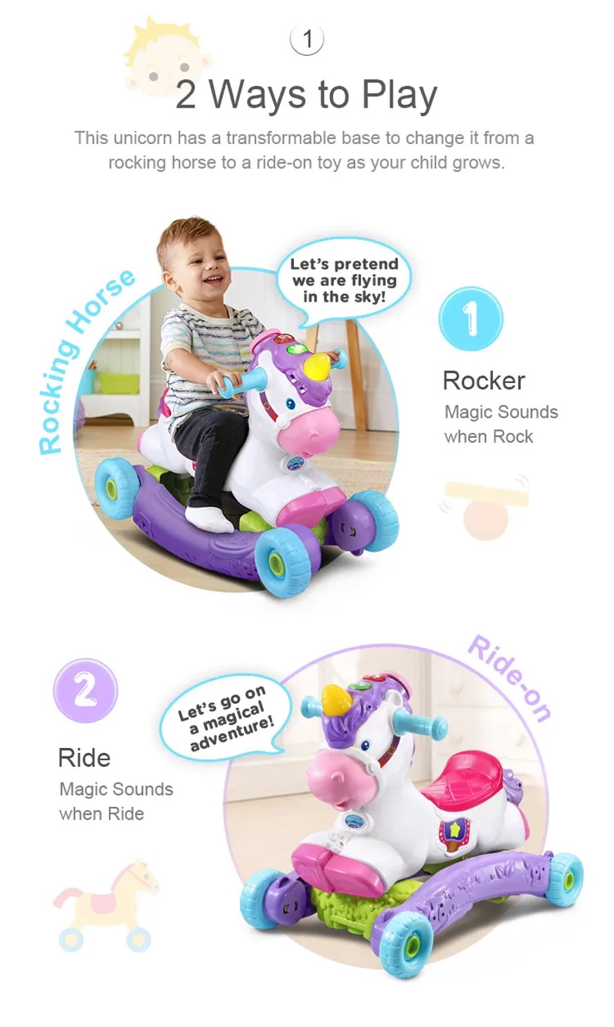 Vtech Rock and Ride Unicorn (18 - 36 months+), Kids Toy, Permainan Bayi ...