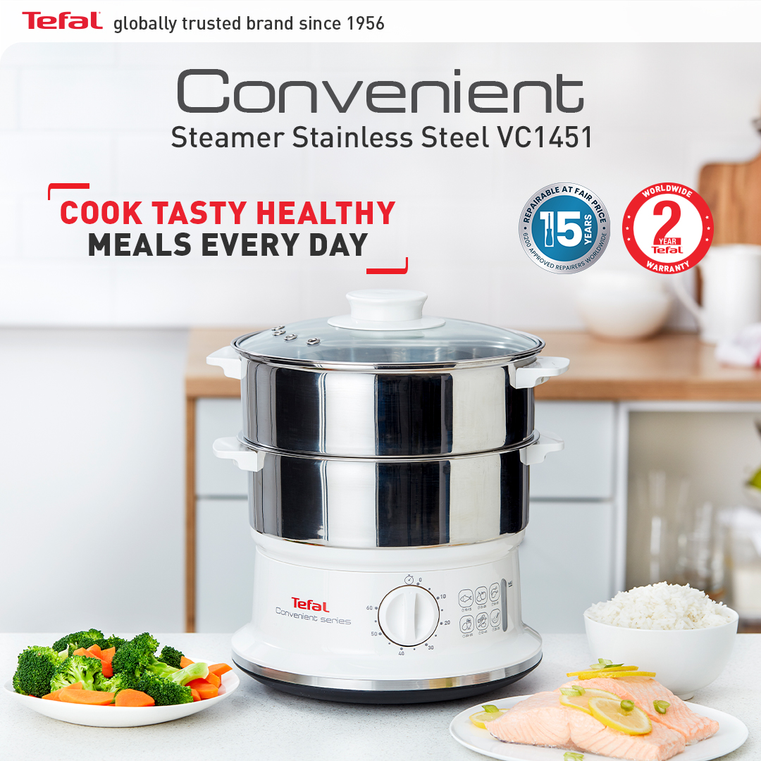 Tefal Convenient Stainless Steel Food Steamer VC1451 Shopee Malaysia