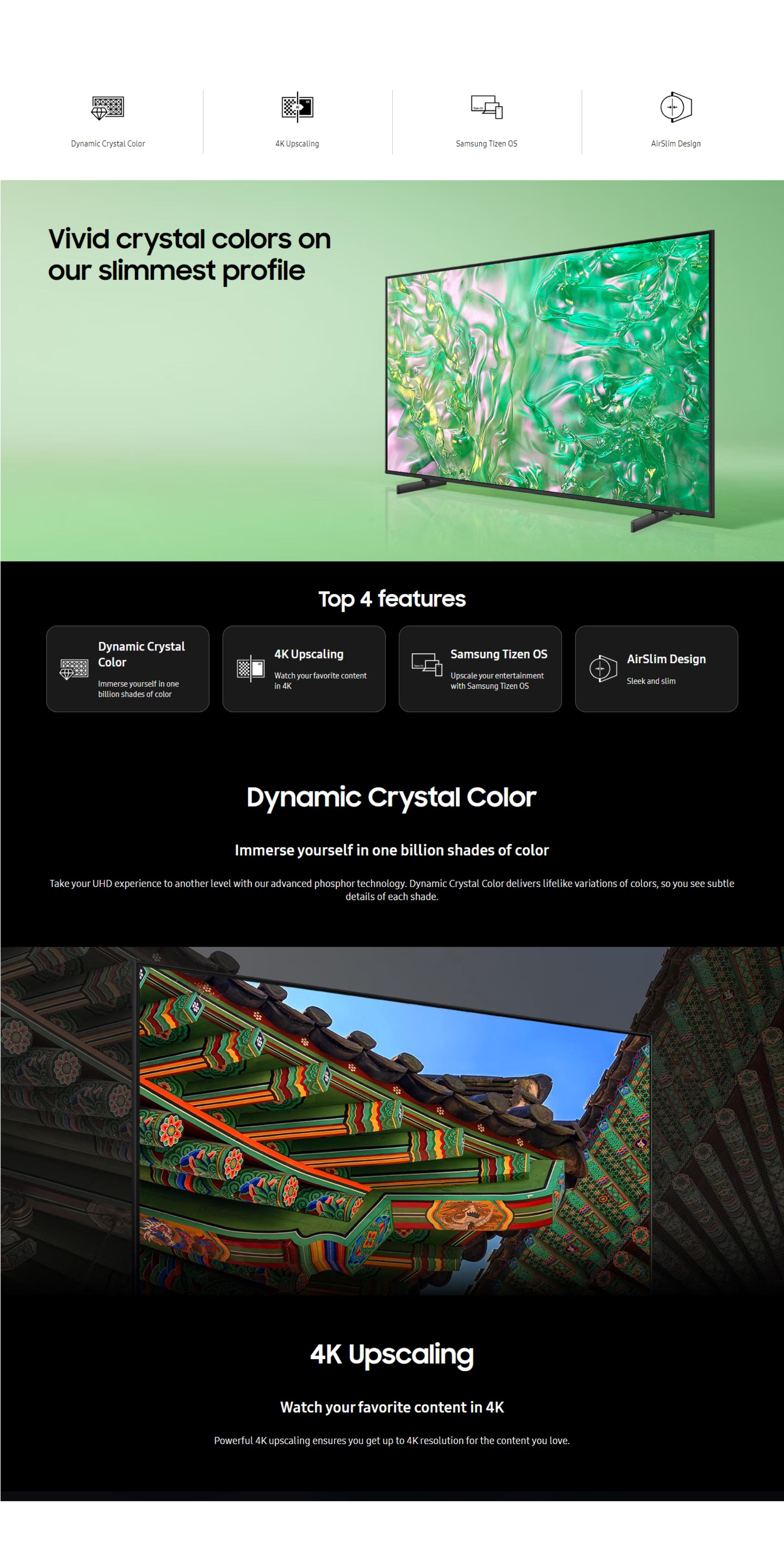Samsung Crystal UHD DU8000 Smart TV (2024) | Dynamic Crystal Color | 4K ...