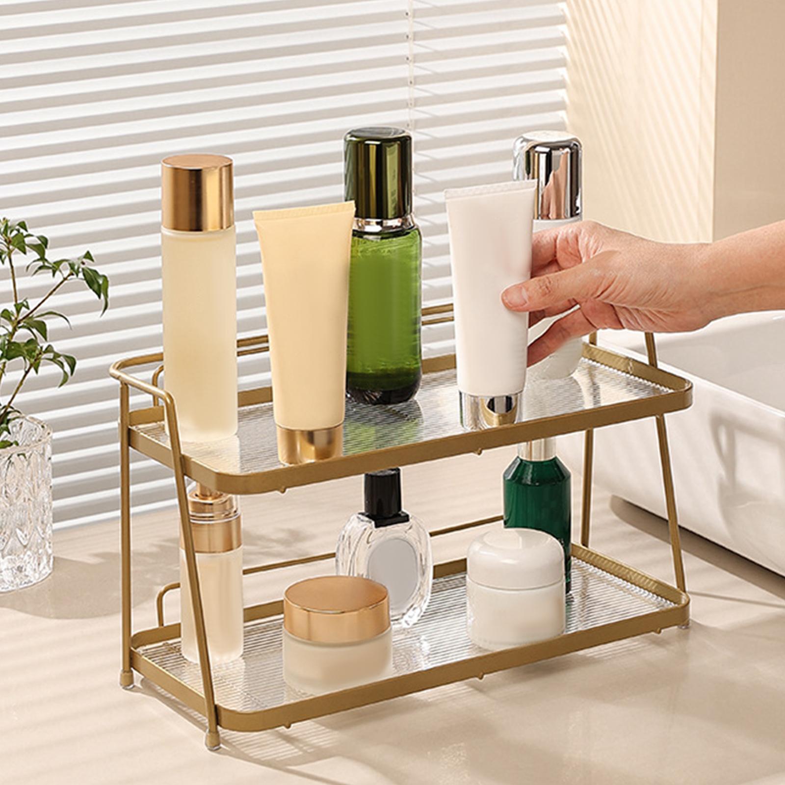 Light Luxury Countertop Rack Wrought Iron Storage Shelf Rack Skin Care ...