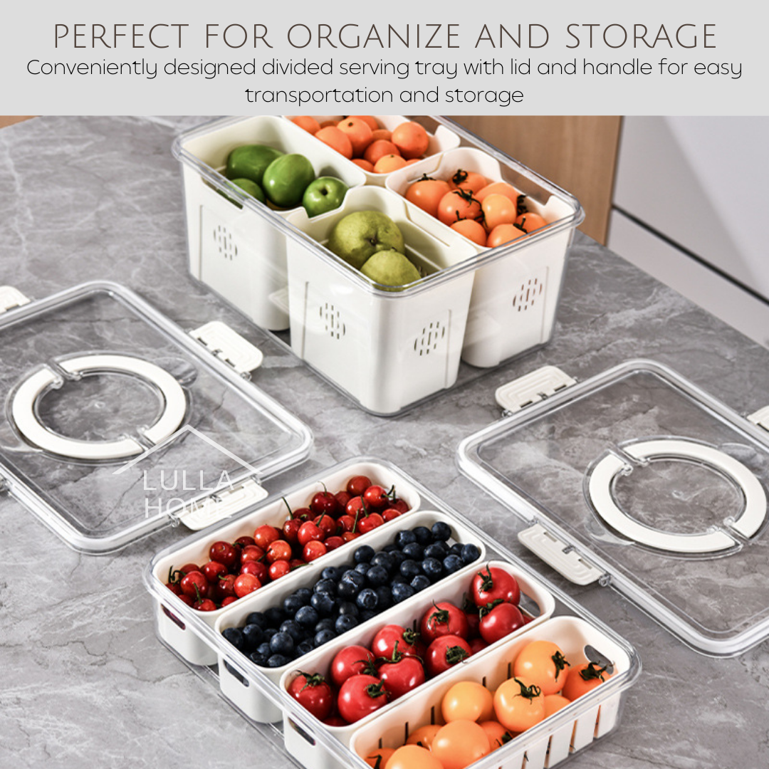 Lullahome 4 Compartment Fruit Vegetable Storage Draning Filter Orgaizer ...