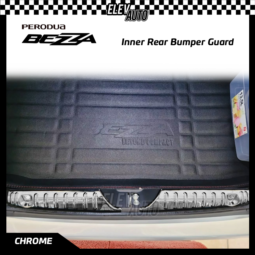 Perodua Bezza STAINLESS STEEL Inner Rear Bumper Guard Pad Carbon Black ...