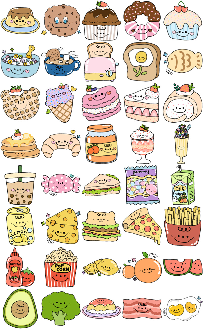40pcs Yummy Snacks Stickers Foodie Stickers Decoration Journal Sticker ...
