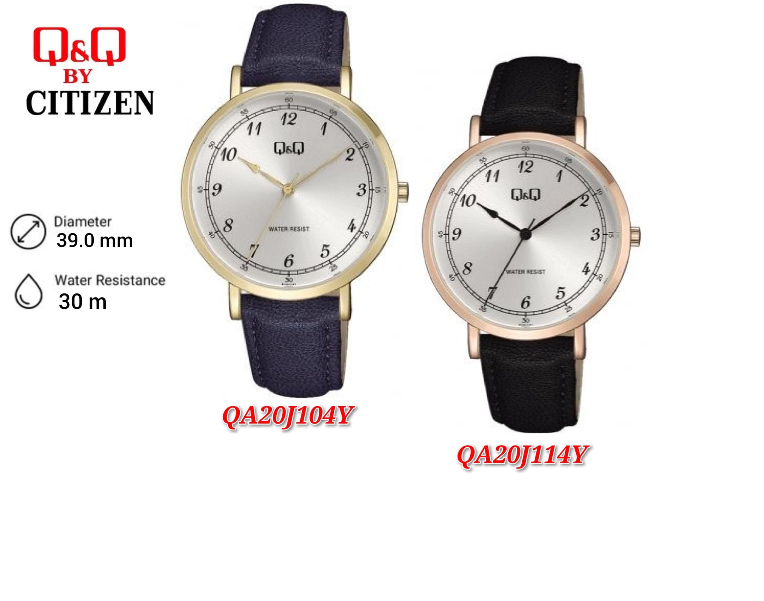 Q&Q Japan by Citizen Men's Leather Analogue Watch QA20 . | Shopee Malaysia