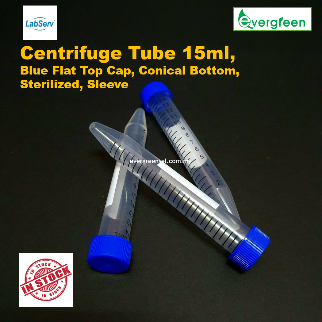 ( PROMO ) Labserve Centrifuge Tube 15ml, Blue Flat Top Cap, Conical ...