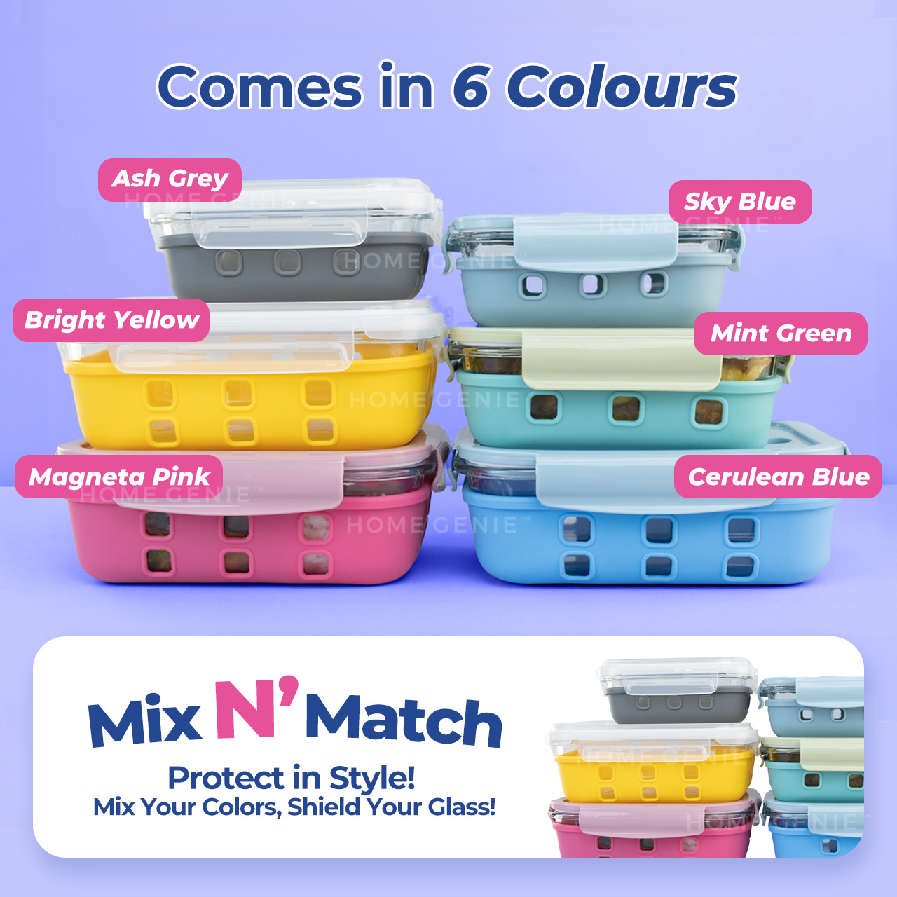 Lunch N Cover Lunch Box Silicone Cover Glass Container Protection Heat ...