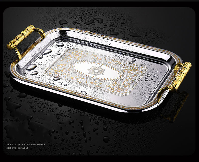 S M L Stainless steel food serving tray drink coffee tea fruit home ...