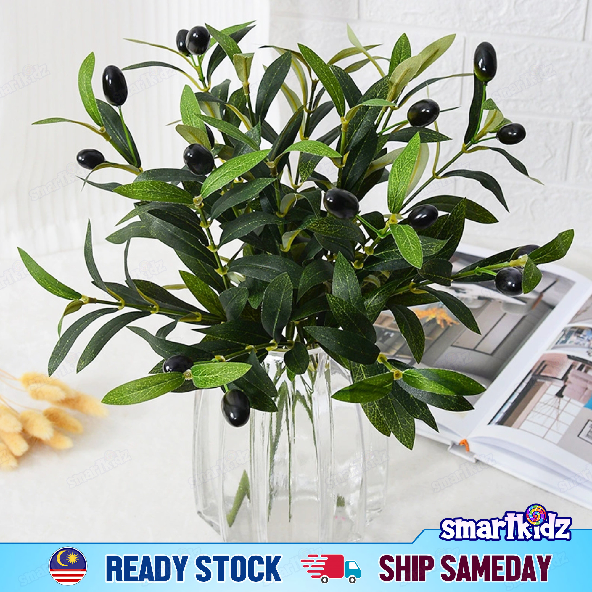 [1 Stalk] 38cm Olive Tree Leaves (With Fruits) | Daun Zaitun Berbual ...