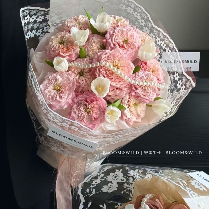 20psc- (55 x50cm) OPP Lace Gauze Mesh Glass Paper Flower Wrapping Paper ...