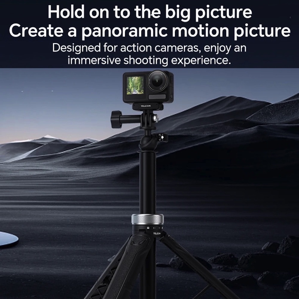 TELESIN 148cm 360 Rotating Ballhead Adjustable Tripod Selfie Stick for ...