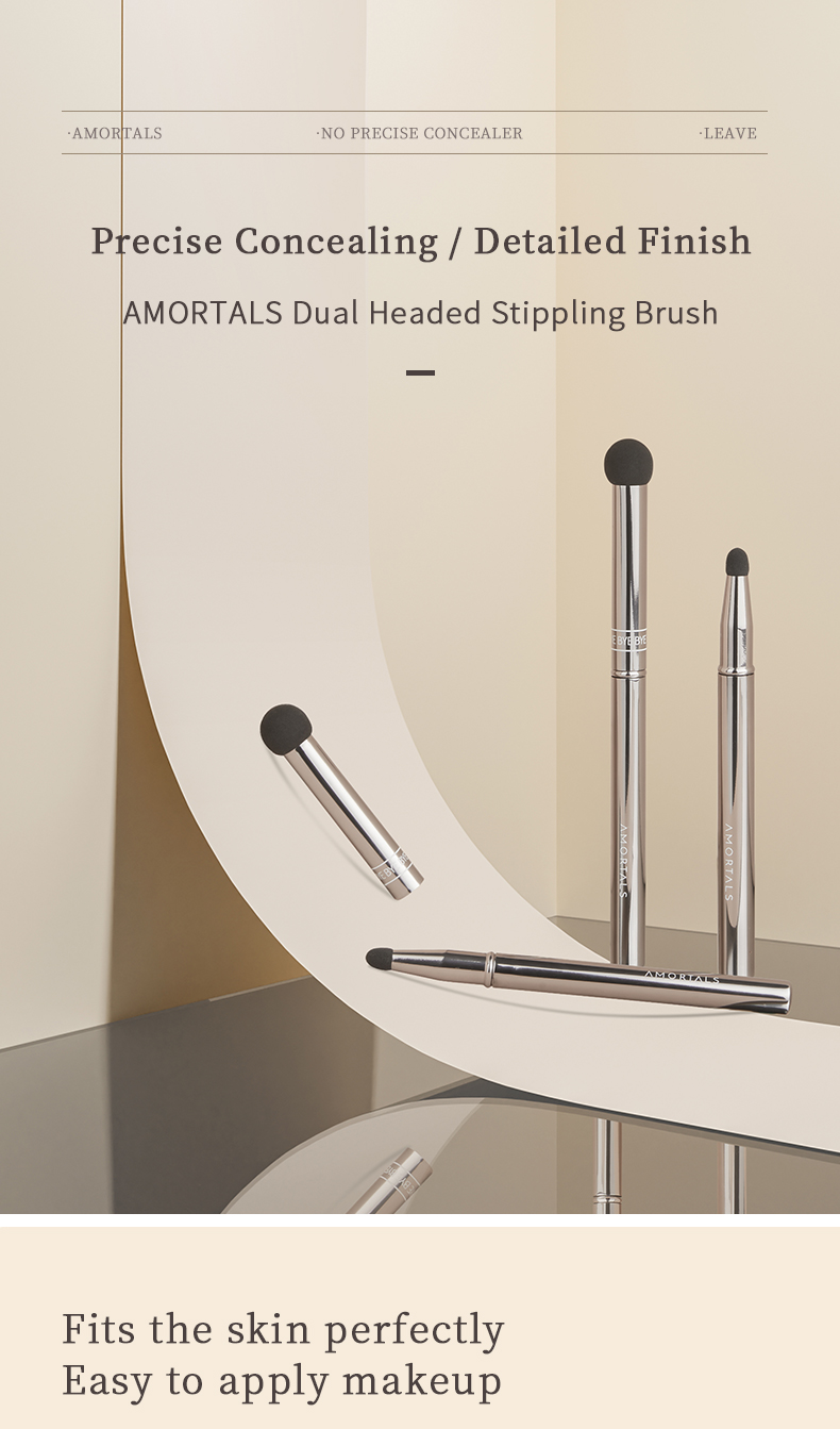 AMORTALS Dual Headed Stippling Brush 尔木萄双头无痕遮瑕刷点涂刷 泪沟法令纹不易吃粉笔指腹化妆师专用化妆刷 ...