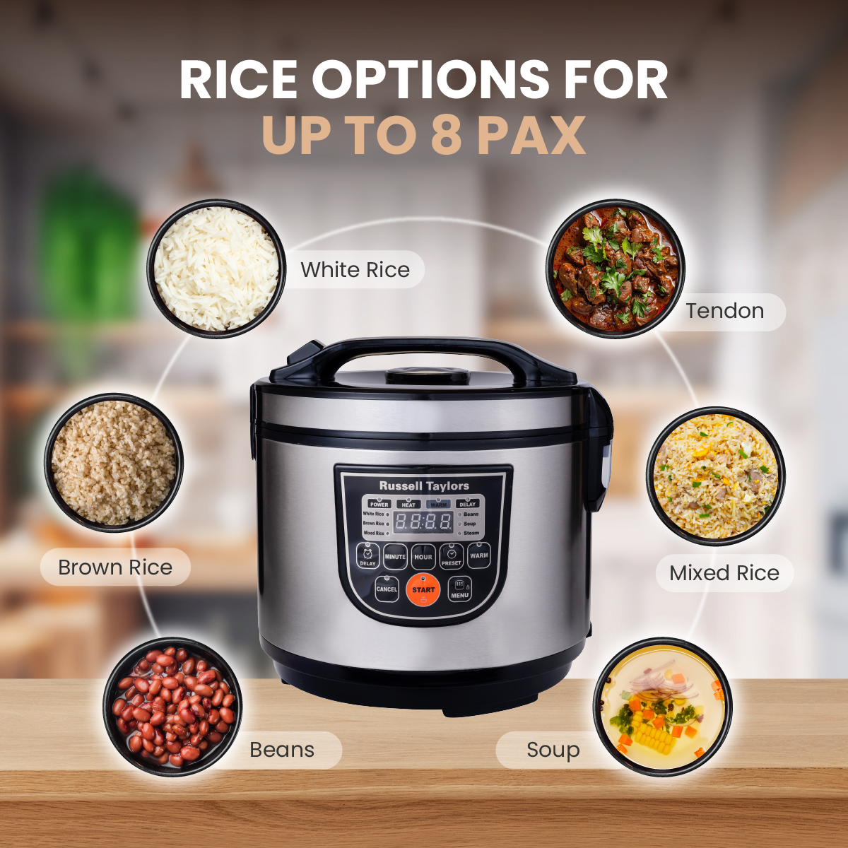 Russell Taylors Fuzzy Logic Smart Rice Cooker Steam Rack Included (1.8L